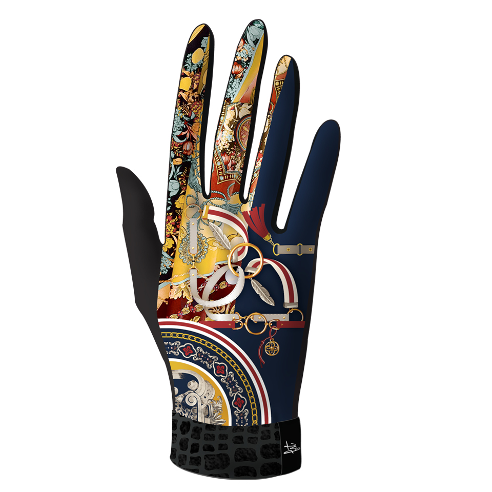 gants pour femme bleu marine et jaune