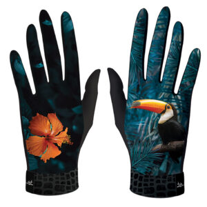 gants pour femme bleu et orange