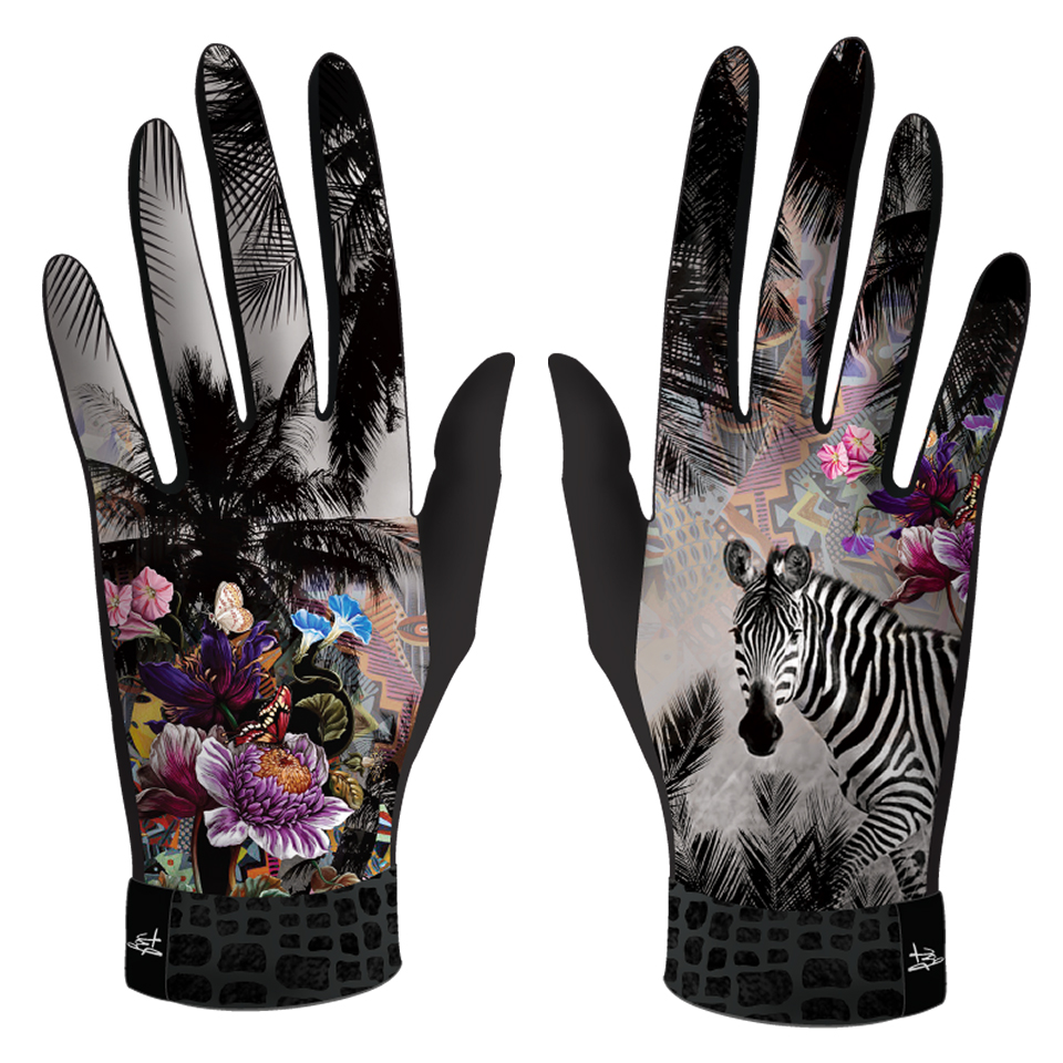 gants pour femme noir blanc et rose